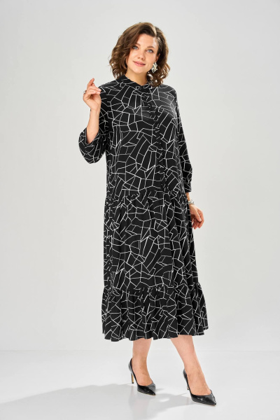 Платье KaVaRi 1163 черный-принт - фото 2