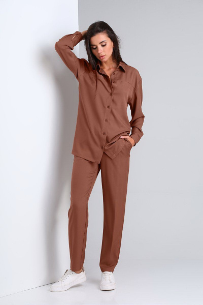 Блуза, брюки Andrea Fashion AF-169 коричневый - фото 1