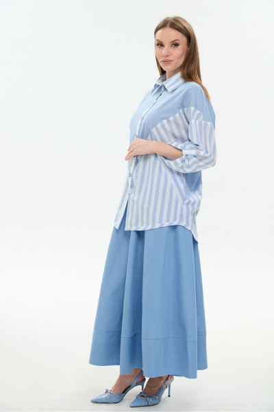 Рубашка NikVa 953-7 голубой_и_голубые_полосы - фото 5