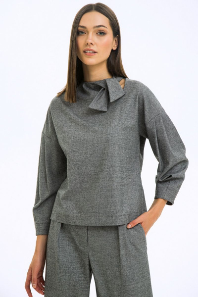 Блуза LaVeLa L50138 серый - фото 1