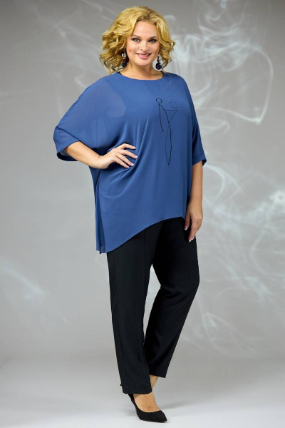 Блуза, брюки, майка Angelina & Сompany 581/2 синий - фото 4