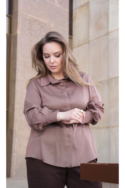 Блуза Vittoria Queen 30103/2 кофейный - фото 2