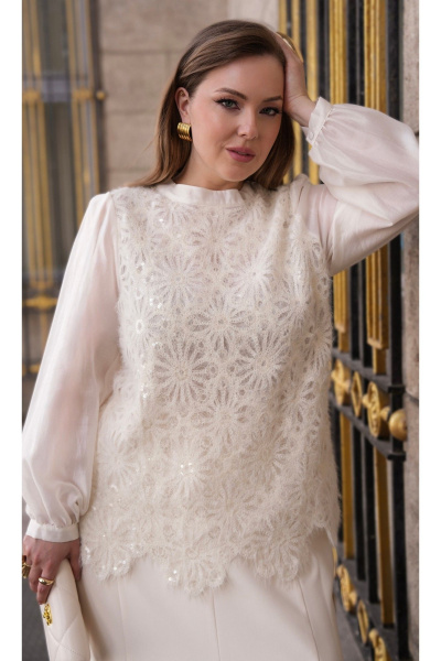 Блуза Vittoria Queen 30203 молоко - фото 12