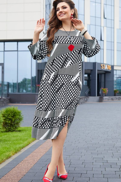 Платье Vittoria Queen 14193 диз.геометрия_черный/белый - фото 1