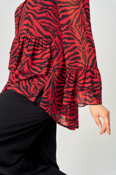 Блуза EVA GRANT 7221 красный_принт_зебра - фото 9