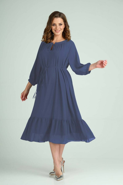 Платье, пояс, ремень TVIN 8158 темно-голубой - фото 1