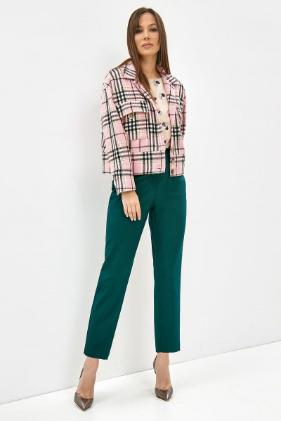 Блуза, брюки, куртка Магия моды 1965 розовая_клетка+зеленый - фото 1