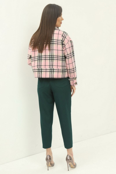 Блуза, брюки, куртка Магия моды 1965 розовая_клетка+зеленый - фото 5