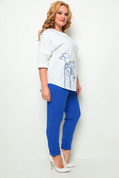 Блуза, брюки Michel chic 1255 белый+синий - фото 1