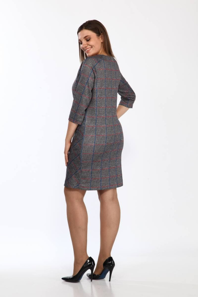 Платье Lady Style Classic 766/7 Серый_с_красно-синей_клеткой - фото 2