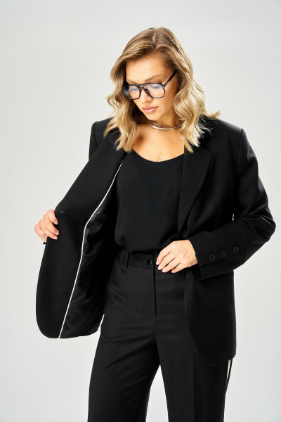Брюки, жакет AVA fashion М-233 черный - фото 7