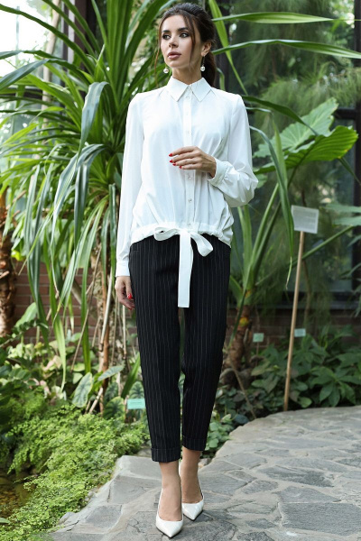 Блуза, брюки Мода Юрс 2698 черный-молочный - фото 1