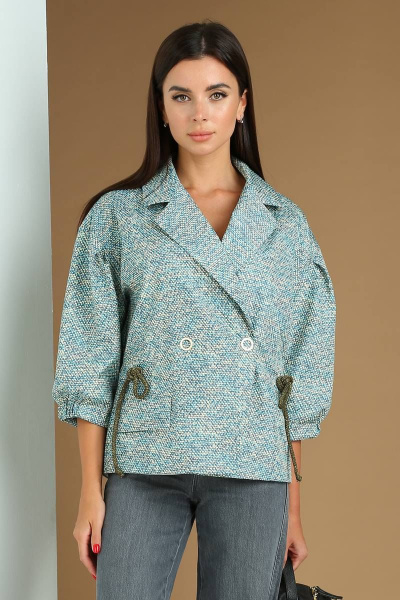Куртка Viola Style 6036 голубой_с_желтым_принт - фото 1