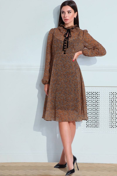 Платье LeNata 11216 коричневый-в-цветы - фото 2