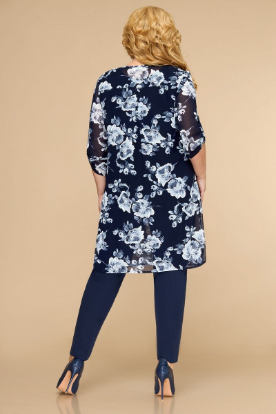 Блуза, брюки, кардиган Svetlana-Style 970 синий+цветы - фото 2