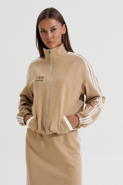 Бомбер, платье V&N Fashion 1184 бежевый - фото 2