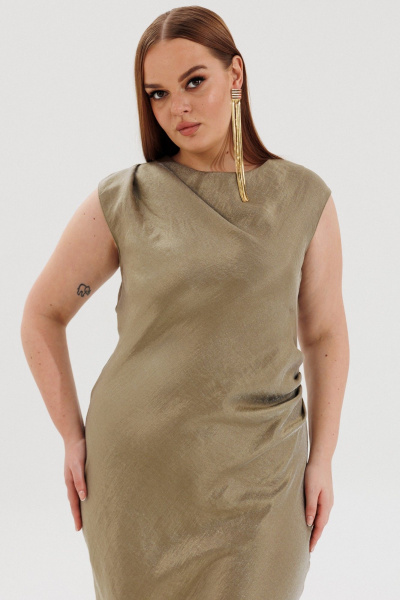 Платье ANASTASIA MAK 1317 хаки - фото 6