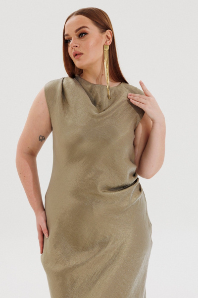 Платье ANASTASIA MAK 1317 хаки - фото 5
