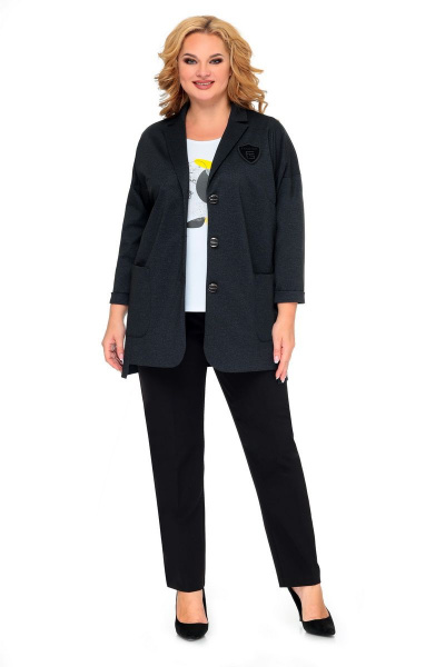 Блуза, брюки, жакет Мишель стиль 986 серо-черный - фото 2