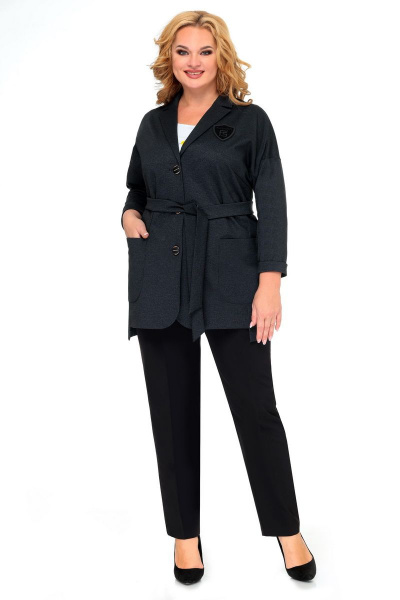 Блуза, брюки, жакет Мишель стиль 986 серо-черный - фото 1