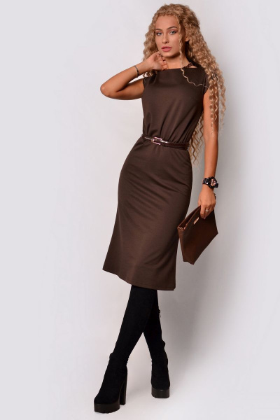 Платье PATRICIA by La Cafe F15116 коричневый - фото 1
