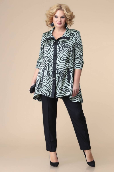 Блуза, брюки Romanovich Style 2-2211 бирюза/черный - фото 1