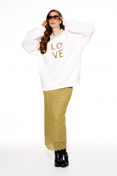 Свитер ELLETTO 13064 молочно-горчичный - фото 3