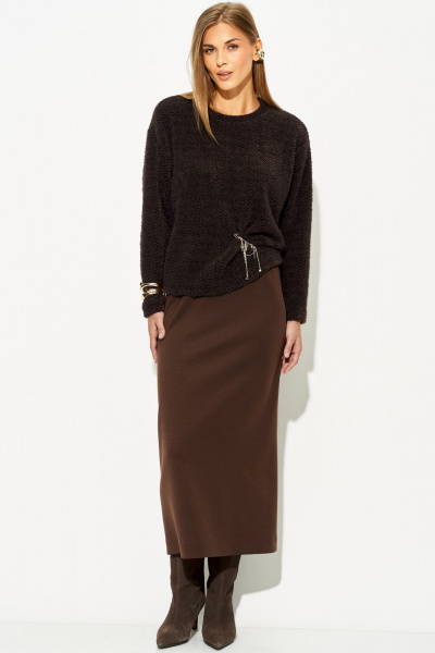 Джемпер, юбка Laikony L-994-1 шоколад - фото 5
