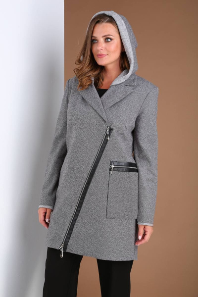 Пальто Viola Style 6037 серый - фото 3