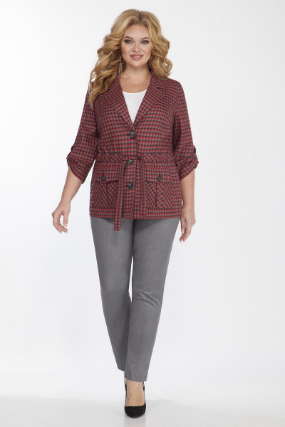 Блуза, брюки, жакет Matini 1.1343 красный-серый - фото 6