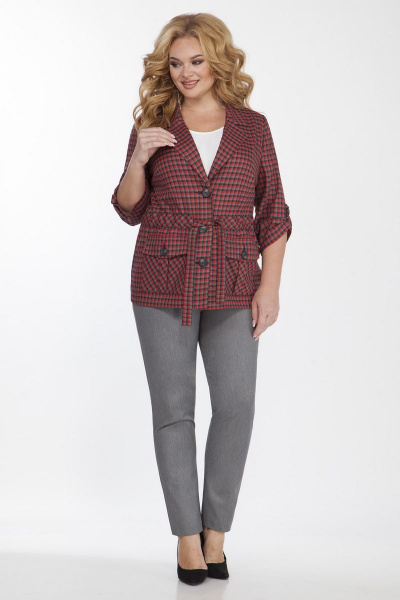 Блуза, брюки, жакет Matini 1.1343 красный-серый - фото 5