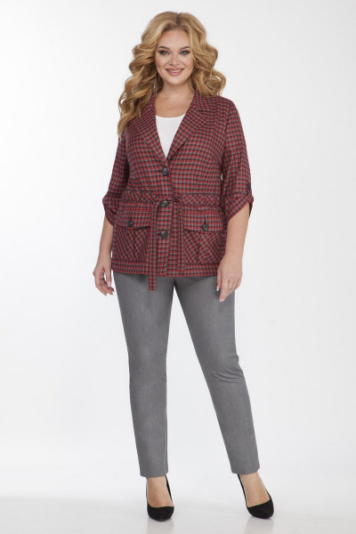 Блуза, брюки, жакет Matini 1.1343 красный-серый - фото 2