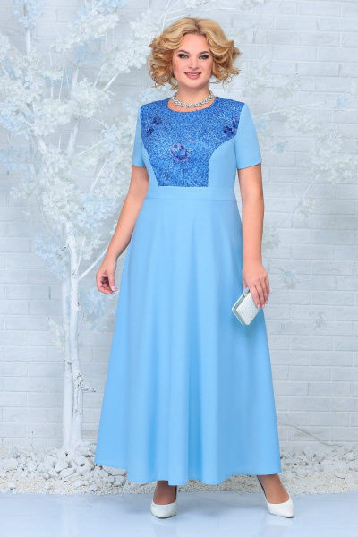 Блуза, платье Ninele 7333 голубой_василек - фото 2