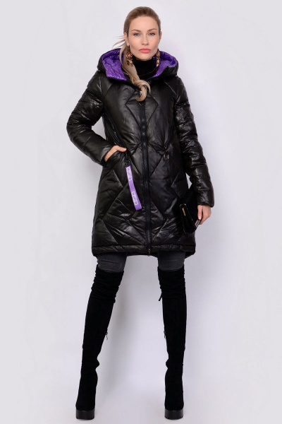 Куртка PATRICIA by La Cafe NY32082 черный,фиолетовый - фото 1