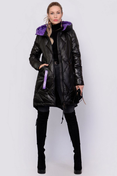 Куртка PATRICIA by La Cafe NY32082 черный,фиолетовый - фото 2