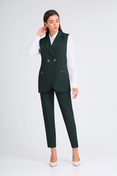 Блуза, брюки, жилет Ивелта плюс 3626 зеленый - фото 1