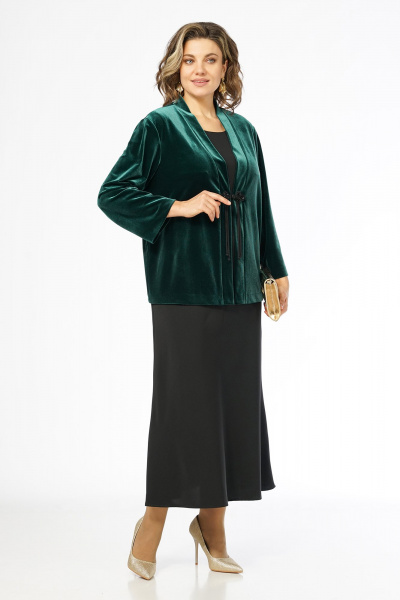 Жакет, платье Alani Collection 2674 серый-черный-зеленый - фото 8