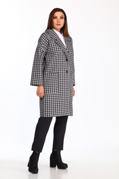 Пальто Lady Style Classic 2464 серый-черный - фото 4