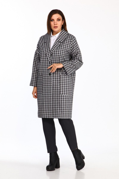 Пальто Lady Style Classic 2464 серый-черный - фото 3