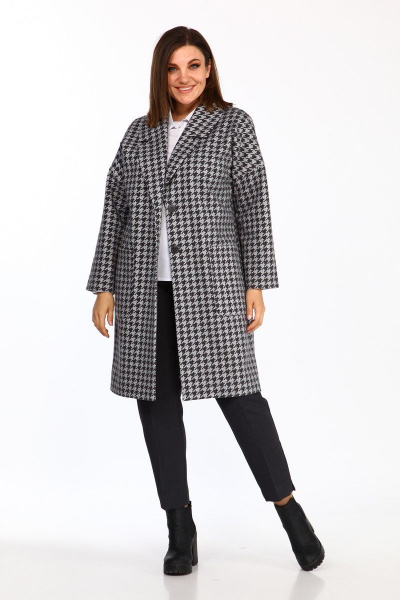 Пальто Lady Style Classic 2464 серый-черный - фото 1