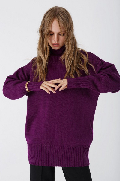 Брюки, свитер PiRS 3374 фиолетовый-черный - фото 2