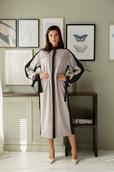 Платье LadisLine 1390 серый-черный - фото 1