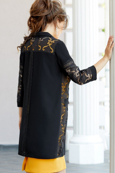 Жакет, платье Vittoria Queen 14673 черный-горчица - фото 5