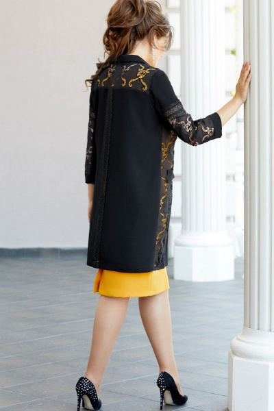 Жакет, платье Vittoria Queen 14673 черный-горчица - фото 4