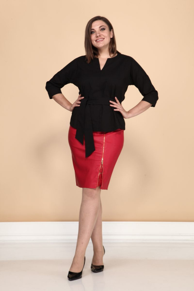 Блуза, юбка Klever 297+3016 красный+черный - фото 9