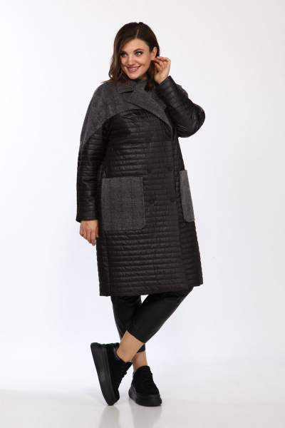 Пальто Lady Style Classic 2327 черно-серый - фото 2