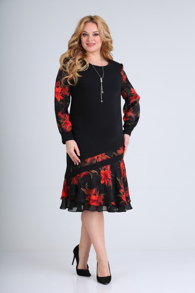 Платье Moda Versal П2211 черный_красный - фото 6