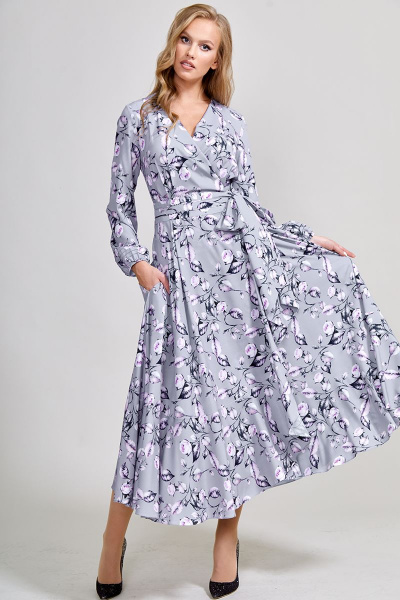 Платье Teffi Style L-1417 сизый - фото 1
