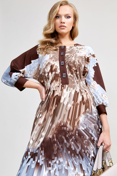 Платье Teffi Style L-1592 молочный_шоколад_+_кристаллы - фото 2