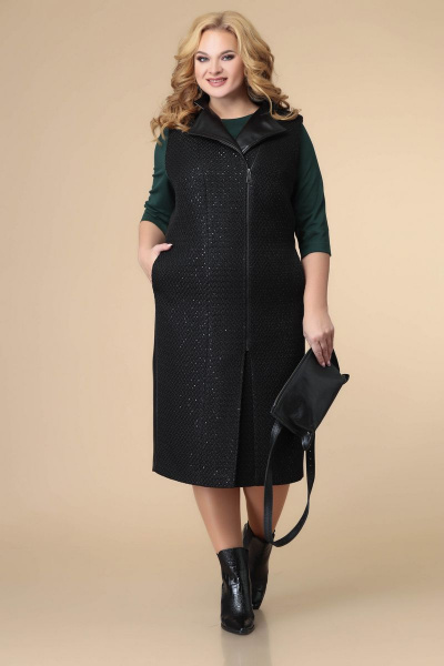 Жилет, платье Romanovich Style 3-2212 черный\зеленый - фото 2